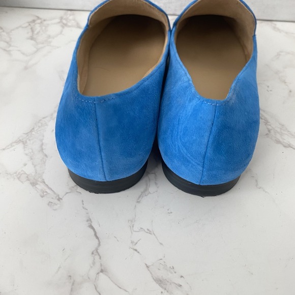Naturalizer Emiline Bauhaus Loafer Sz 8.5‎ W Blue Suede Slip-on Low Heel Work - Picture 7 of 11